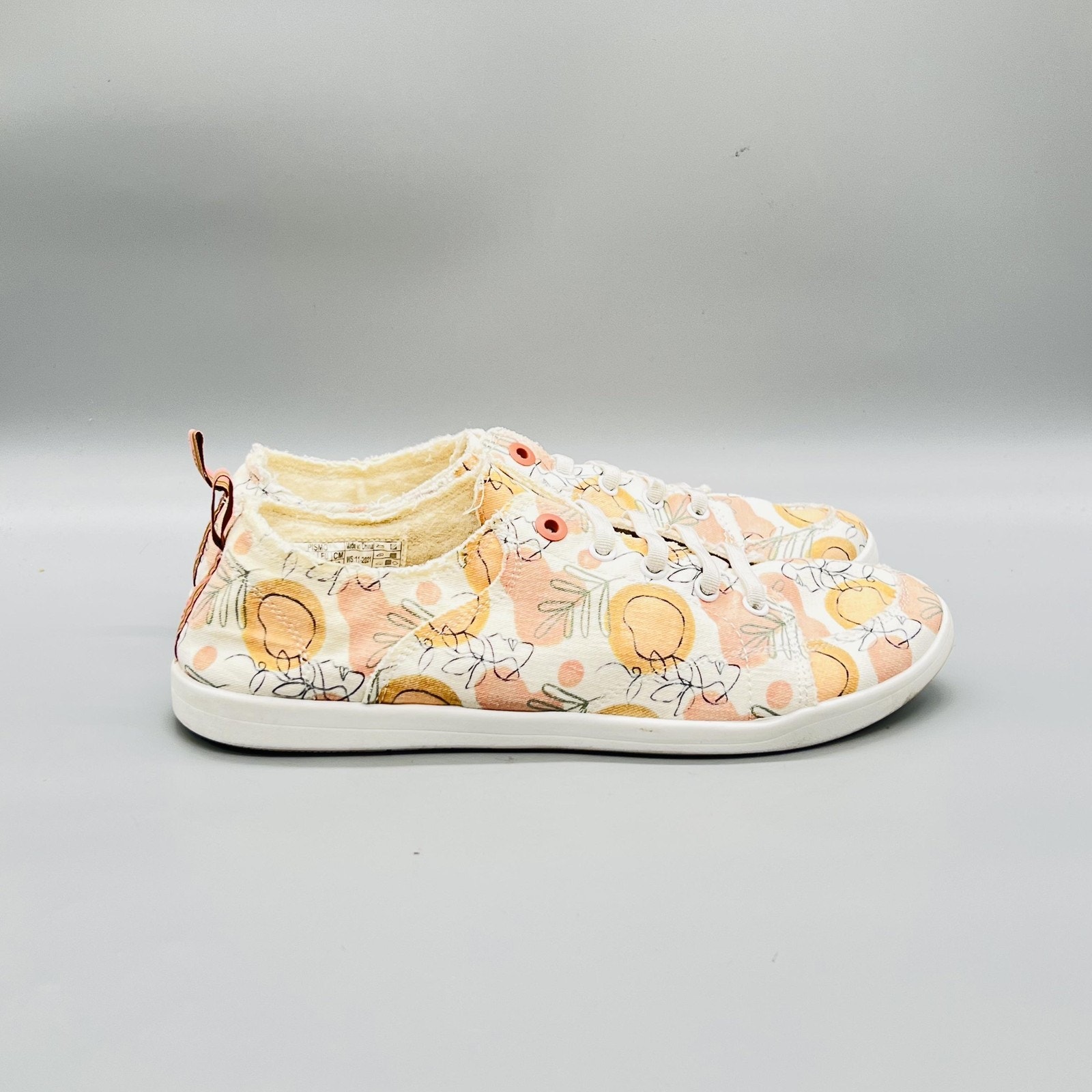 Vionic Shoes Womens 11 Pink Floral Canvas Pismo Lace Up Walking Sneakers Comfort